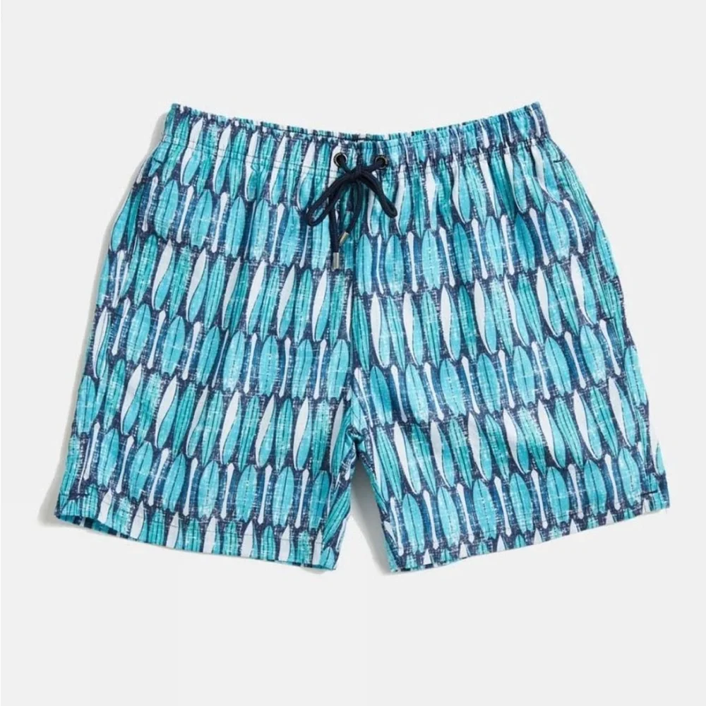 Franks Australia Swim Shorts Mens, Blue Green Longboard, Drawstring X-Large NWOT